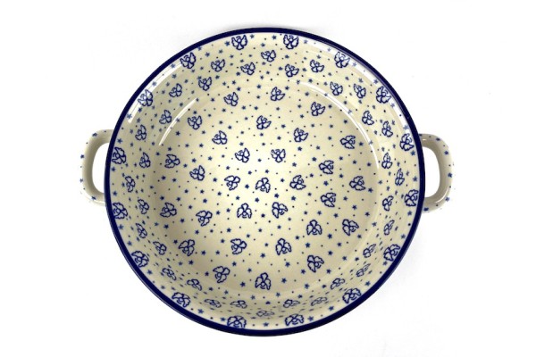 420 Bunzlau Ronde schaal met open handvaten 1411X  Ronde Schalen